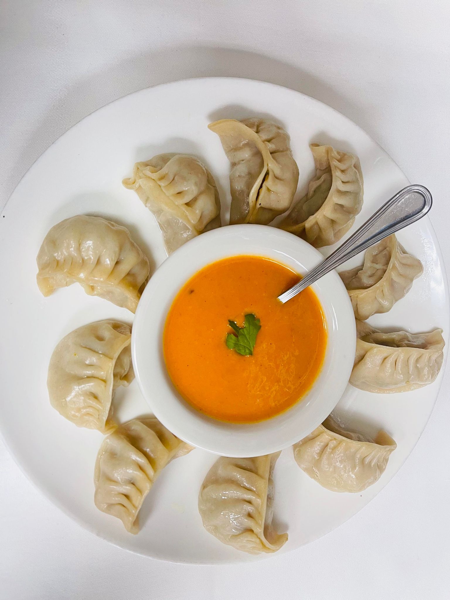 Chicken momo and house special sauce